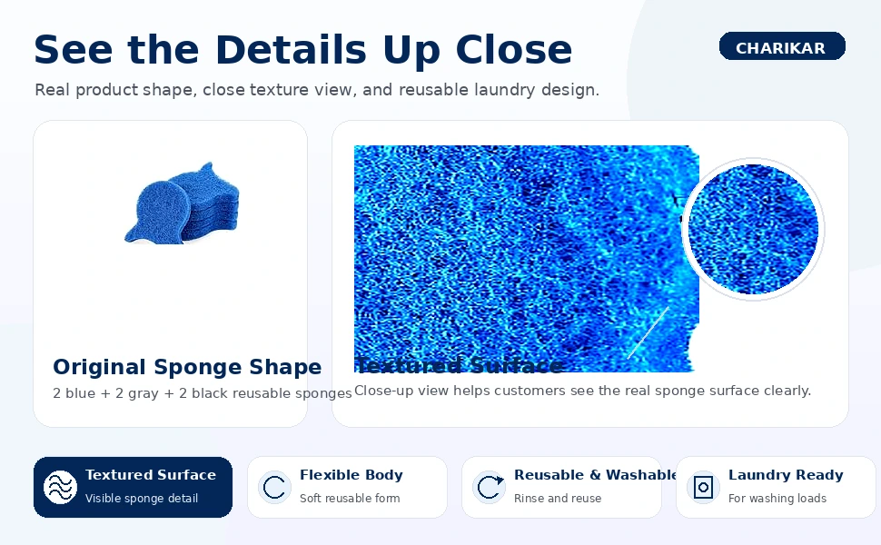 CHARIKAR reusable sponge texture close-up