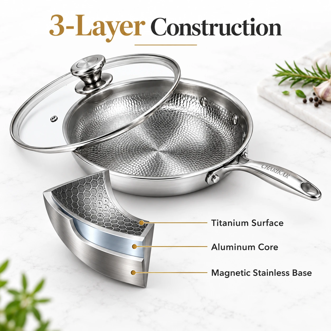 CHARIKAR three-layer cookware construction