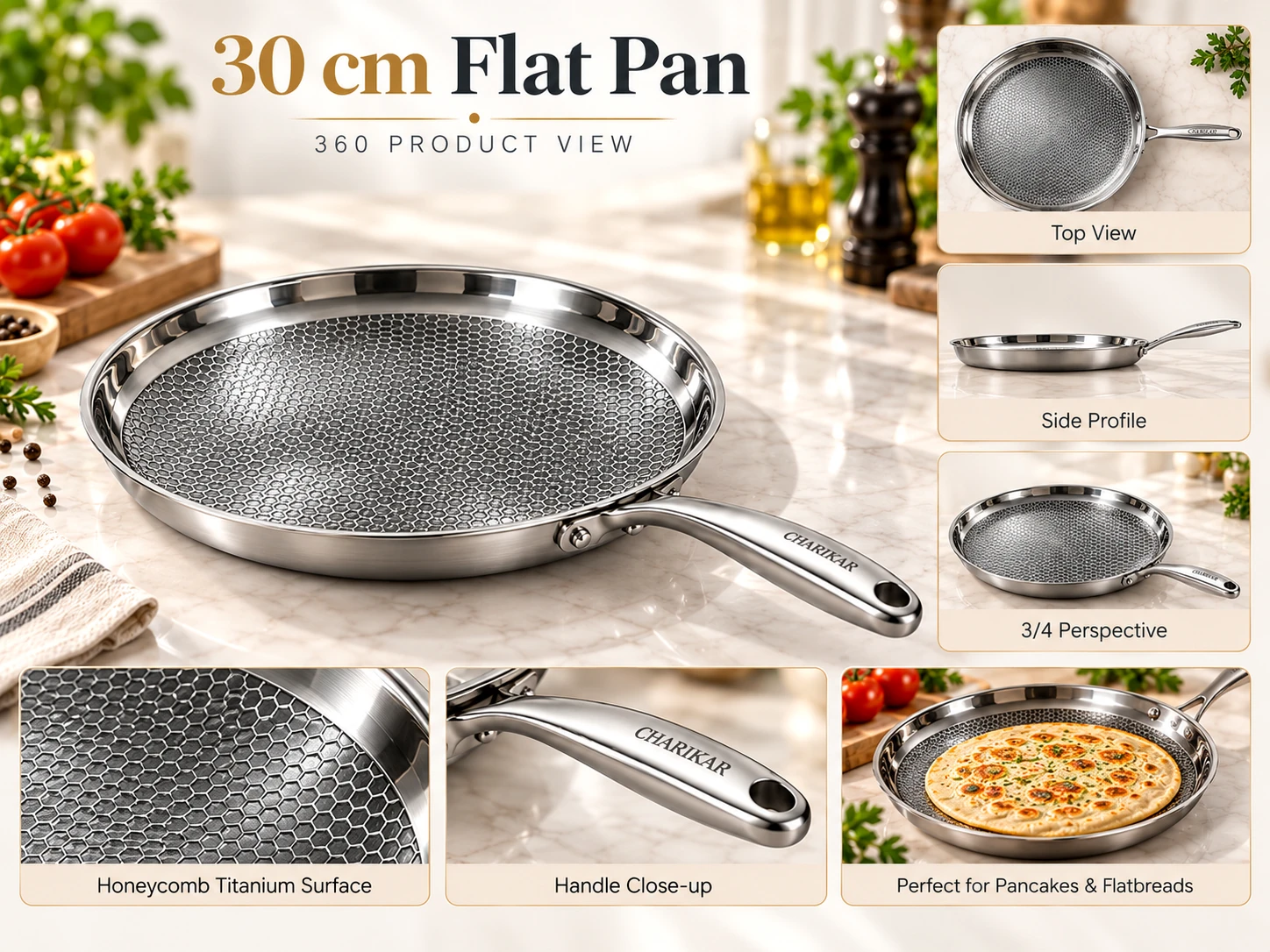CHARIKAR 30 cm Flat Pan