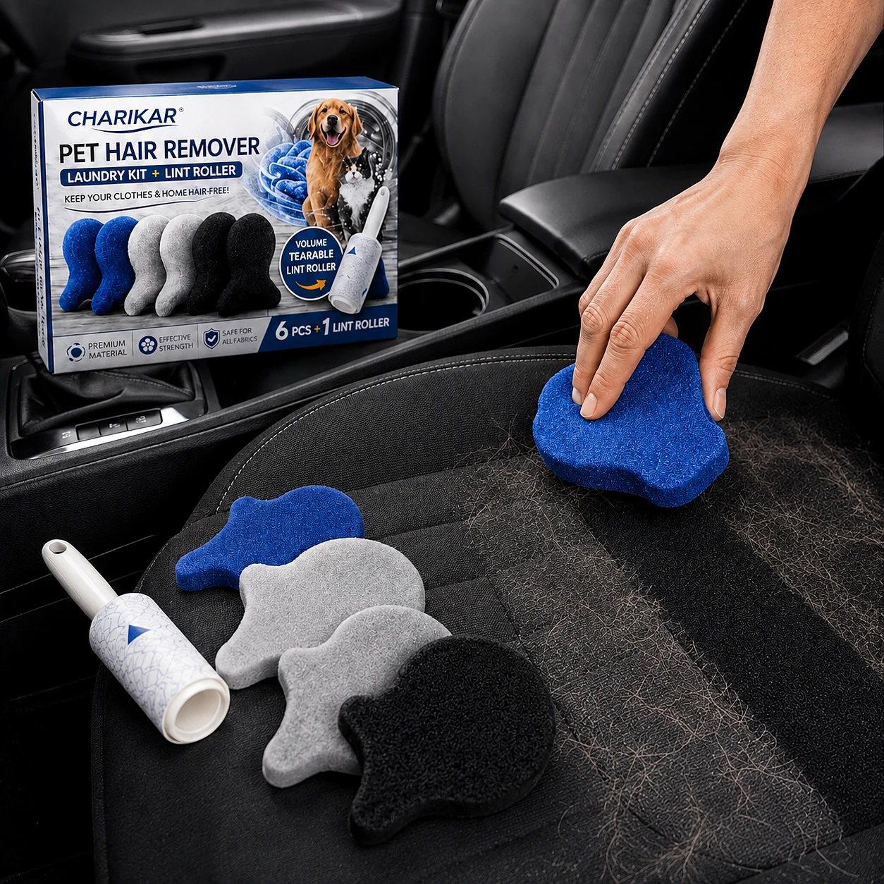 CHARIKAR pet hair remover in car